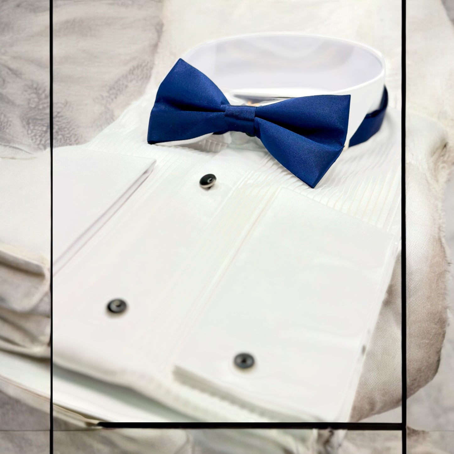 Navy Blue Bow Tie with Adjustable Strap Silky