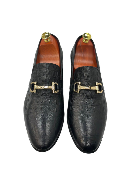 Black Istanbul Fashion by Raad Red Bottom Shoes With Gold Buckle-997
