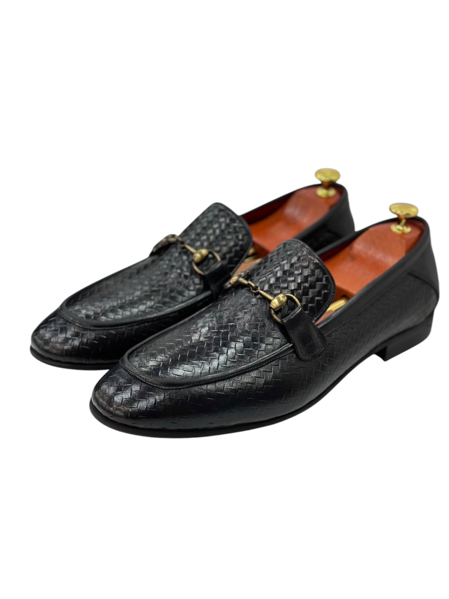 Black Istanbul Fashion by Raad Red Bottom Shoes With Gold Metal Piece- 1216