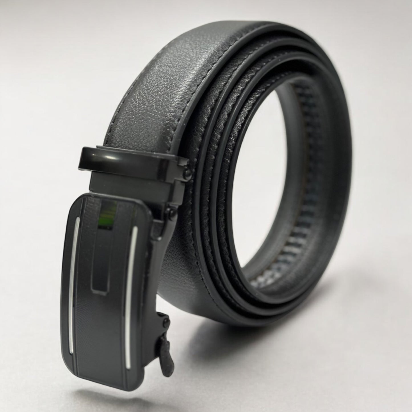 Matte Black Leather with Black Buckle - 3