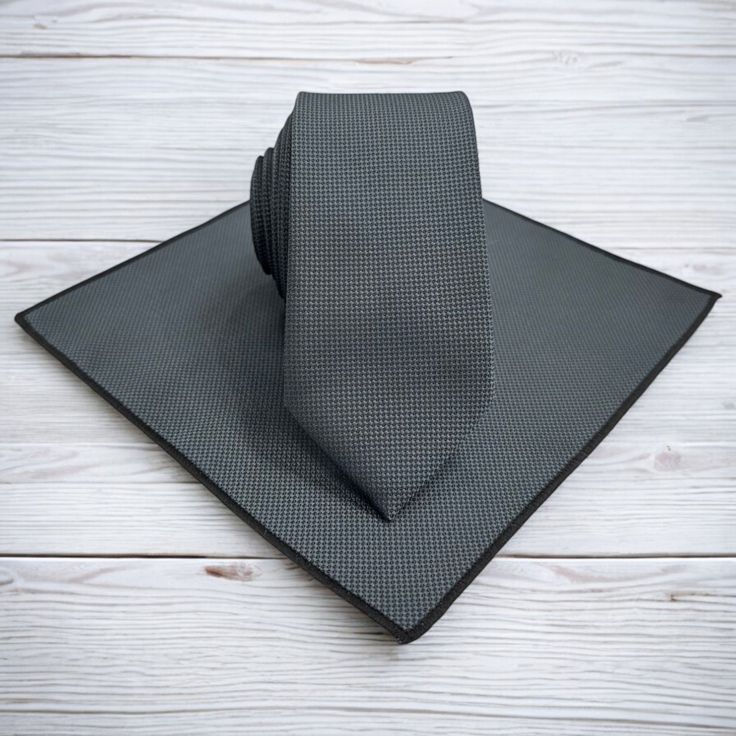 Charcoal w/ Dots - Istanbul Fashion Slim Tie, Textured Fabric