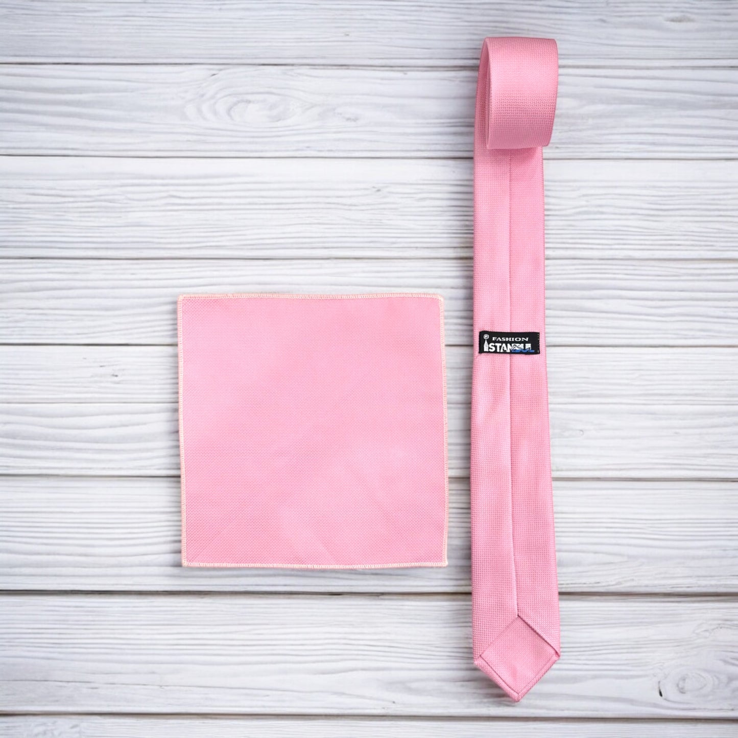 Bubble Pink- Istanbul Fashion Slim Tie, Textured Fabric