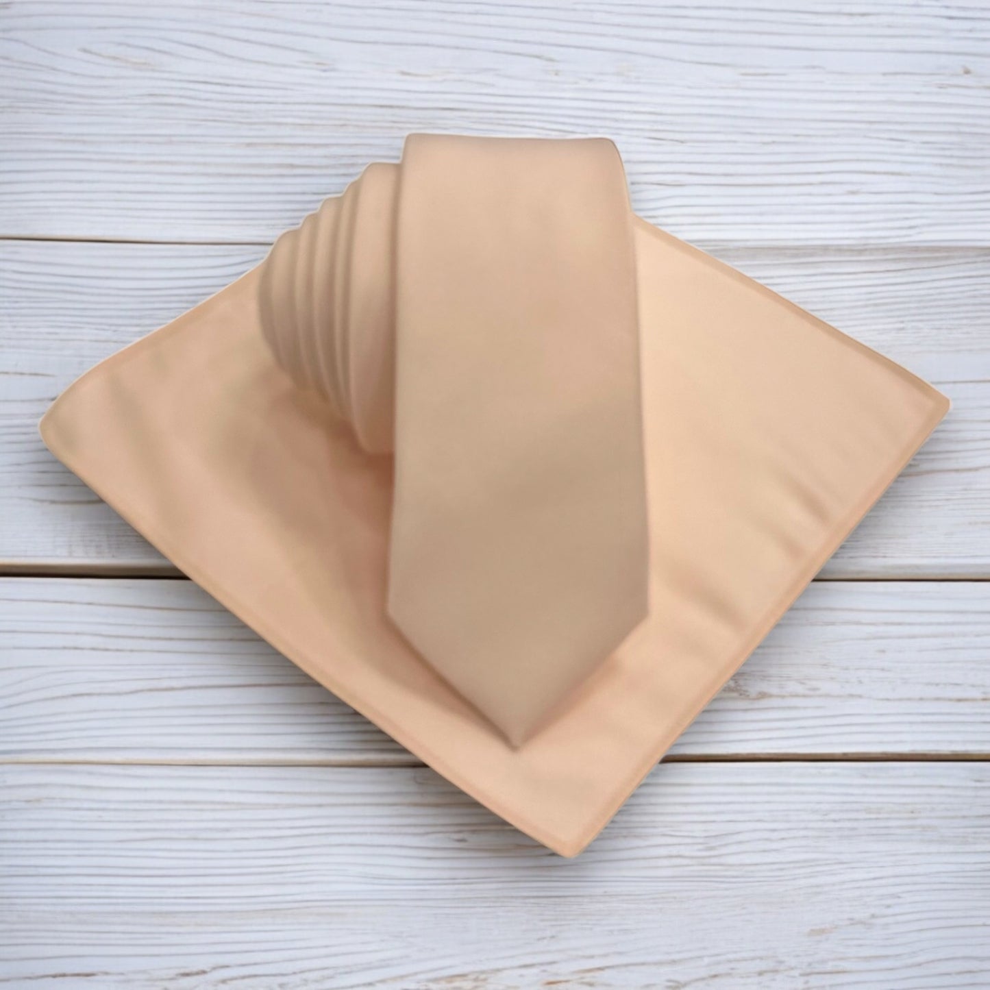 Light Peach - Istanbul Fashion Slim Tie, Plain Satin