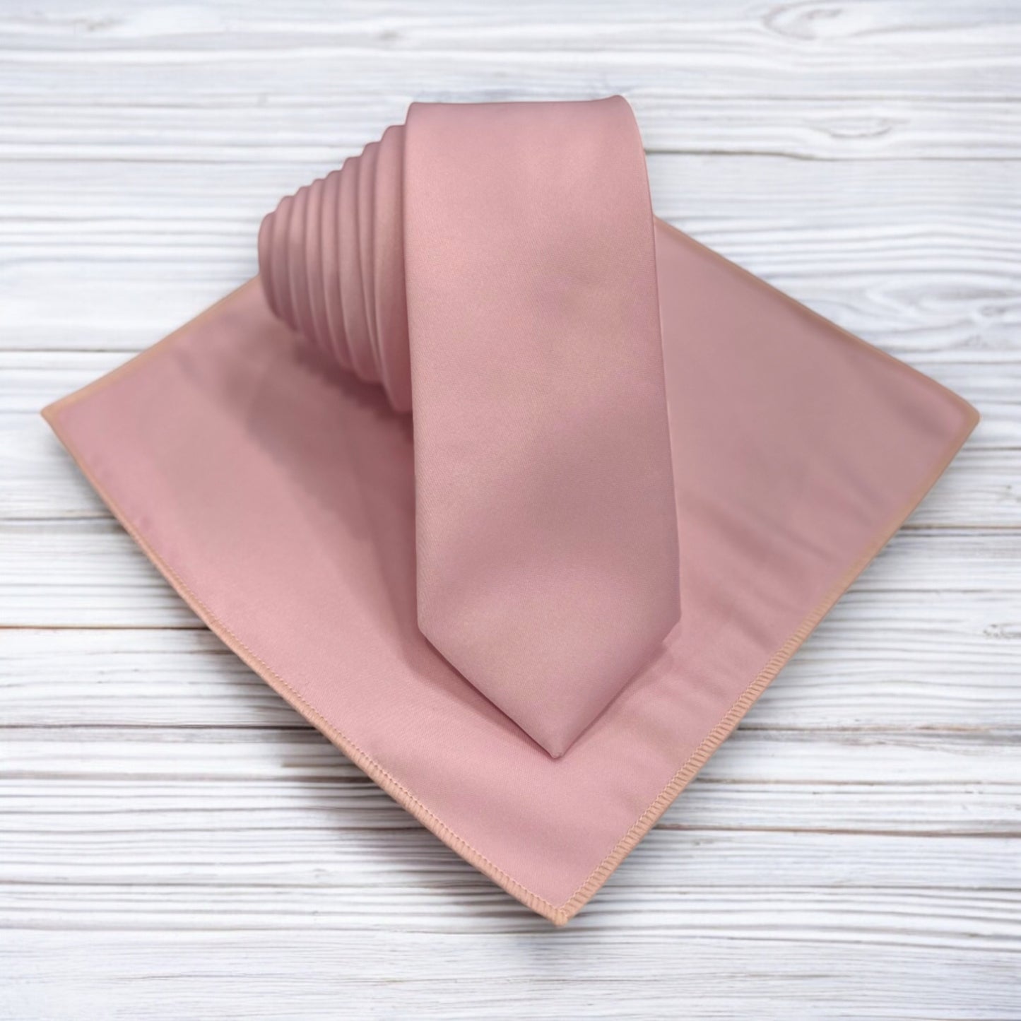 Light Blush Pink - Istanbul Fashion Slim Tie, Plain Satin