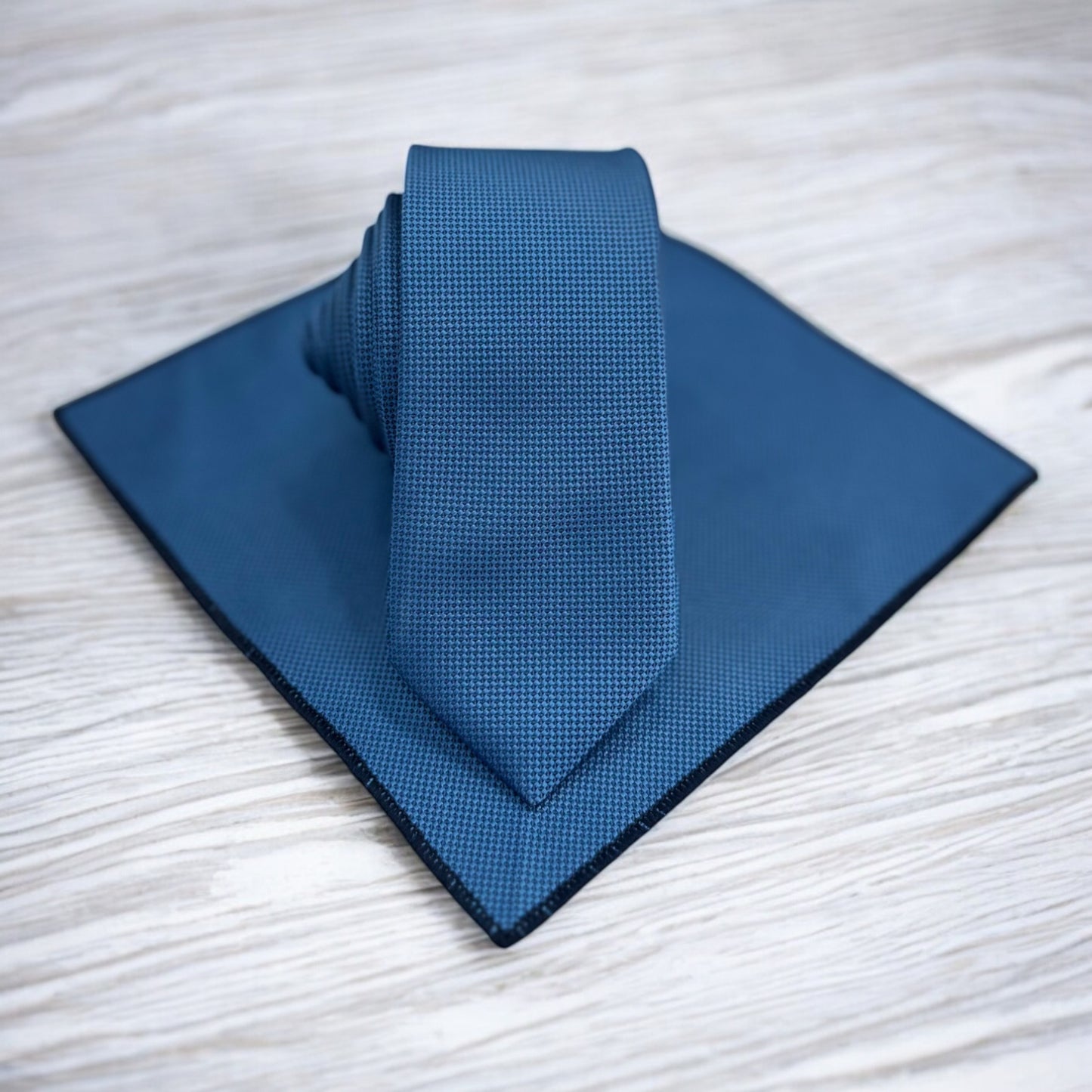 Classy Blue with Lines- Istanbul Fashion Slim Tie, Textured Fabric