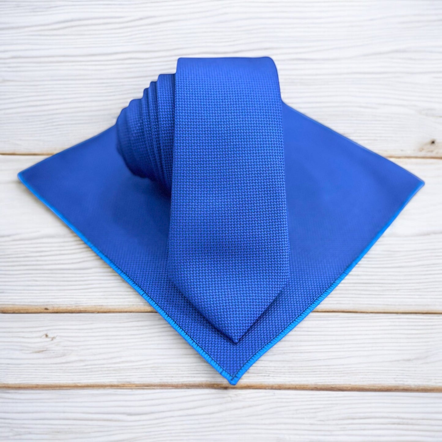 Royal Blue with Blue Lines  - Istanbul Fashion Slim Tie, Textured Fabric