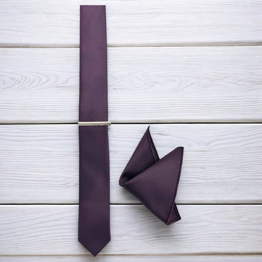 Dark Grape Purple - Istanbul Fashion Slim Tie, Textured Fabric