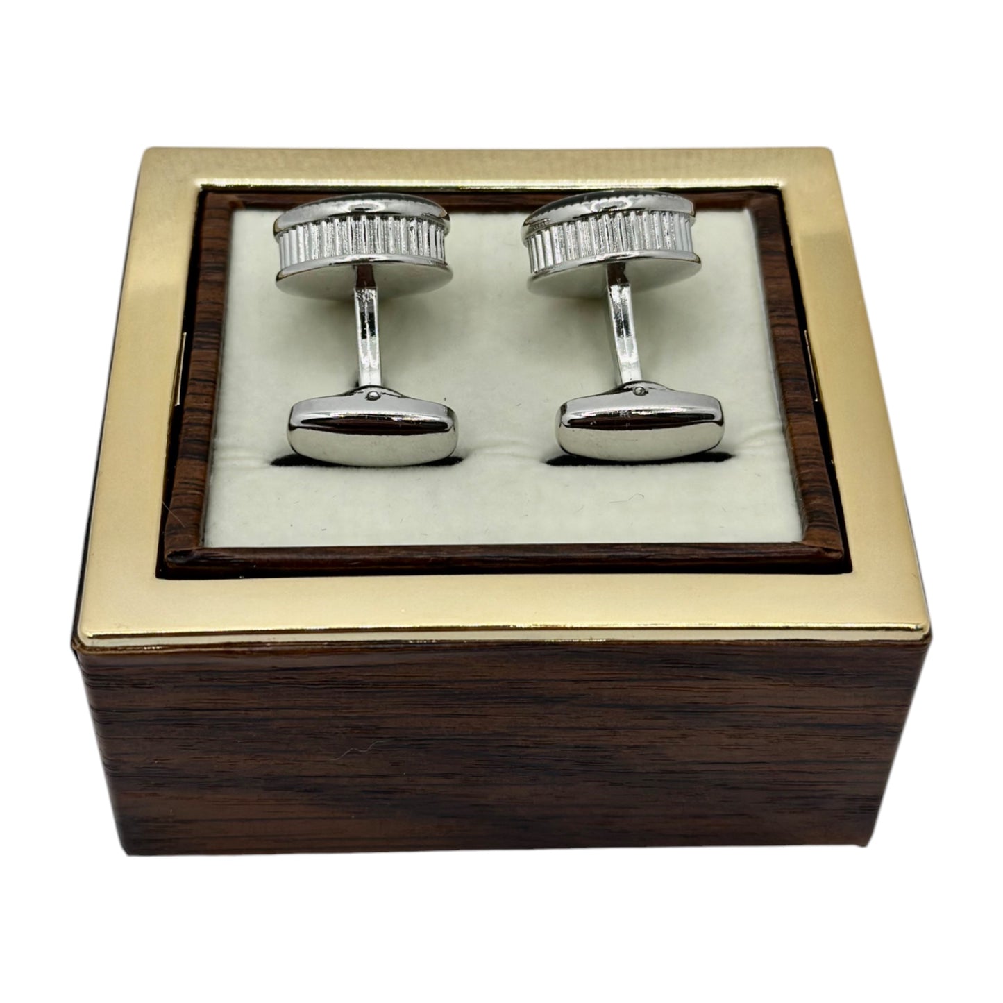 Bold Round  Round Istanbul Fashion Cufflinks  Detailed with  Silver, Diamonds and Black Interior- 25