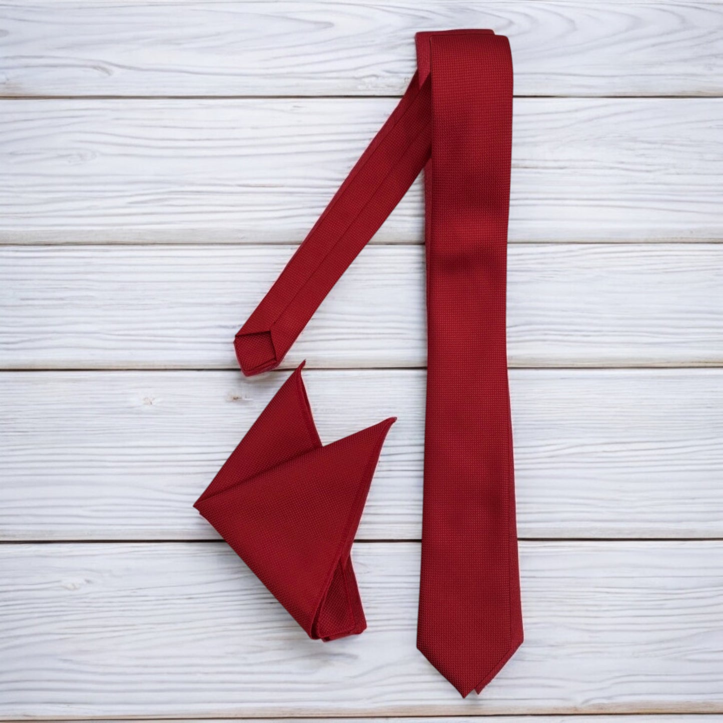 Red  - Istanbul Fashion Slim Tie, Textured Fabric