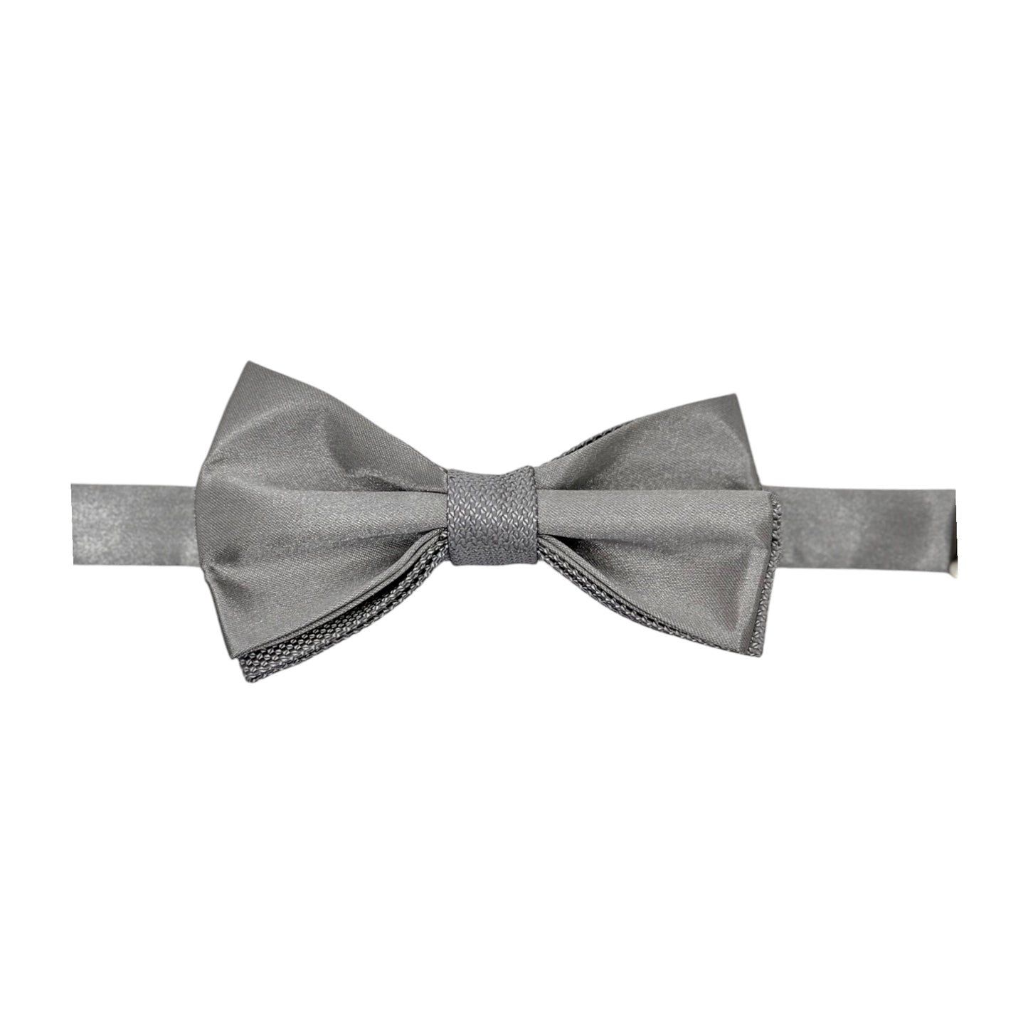 Silver Tie with Adjustable Strap-Reversible Model Silky and Textured Fabric