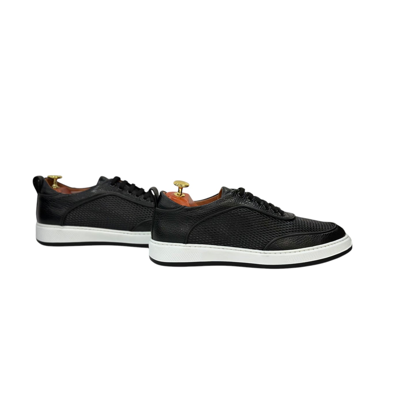 Black-White Sneakers_Shiny Finish-Black Lace-Luxury Interior and exterior Leather-165-020