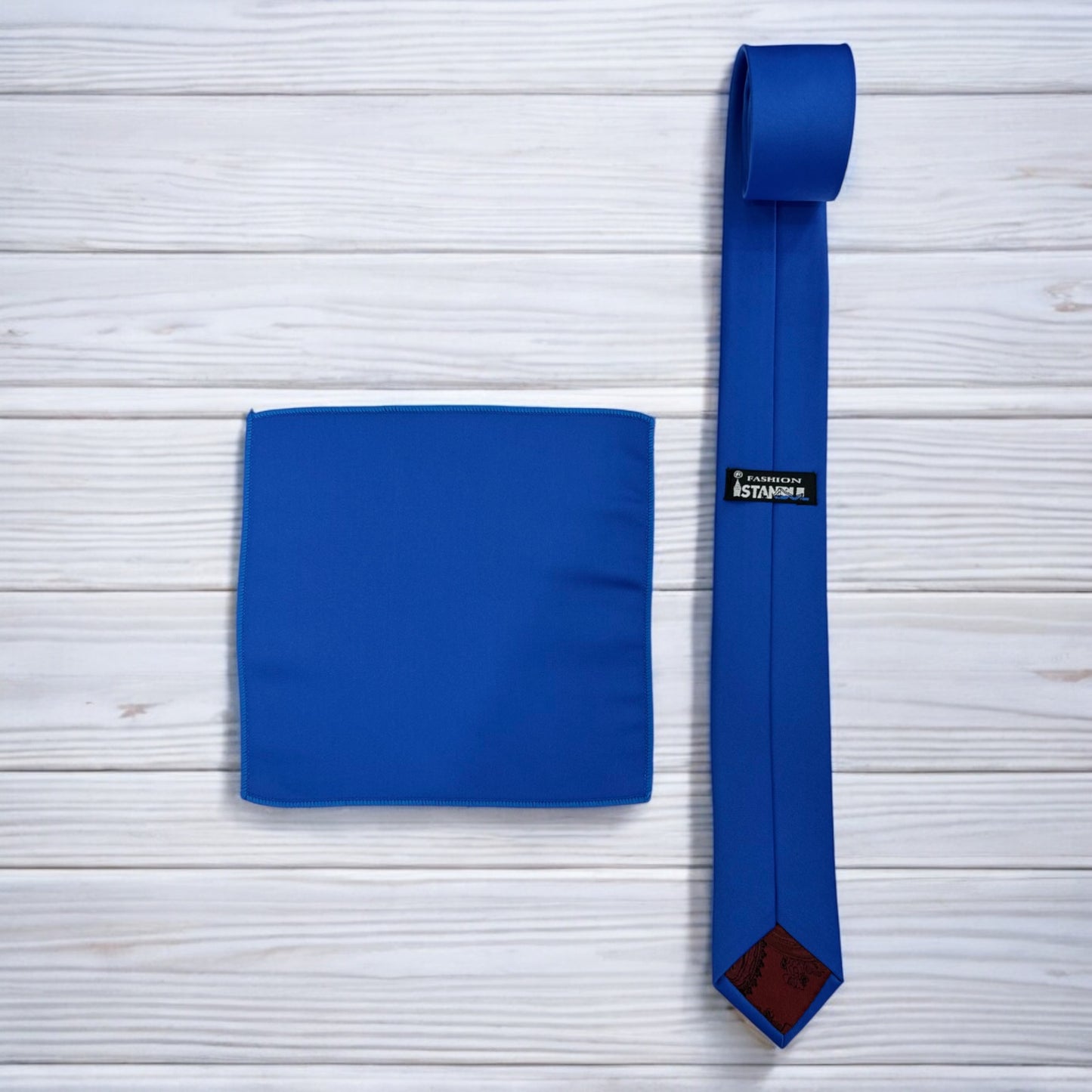 Royal Bluest Blue - Istanbul Fashion Slim Tie, Plain Satin