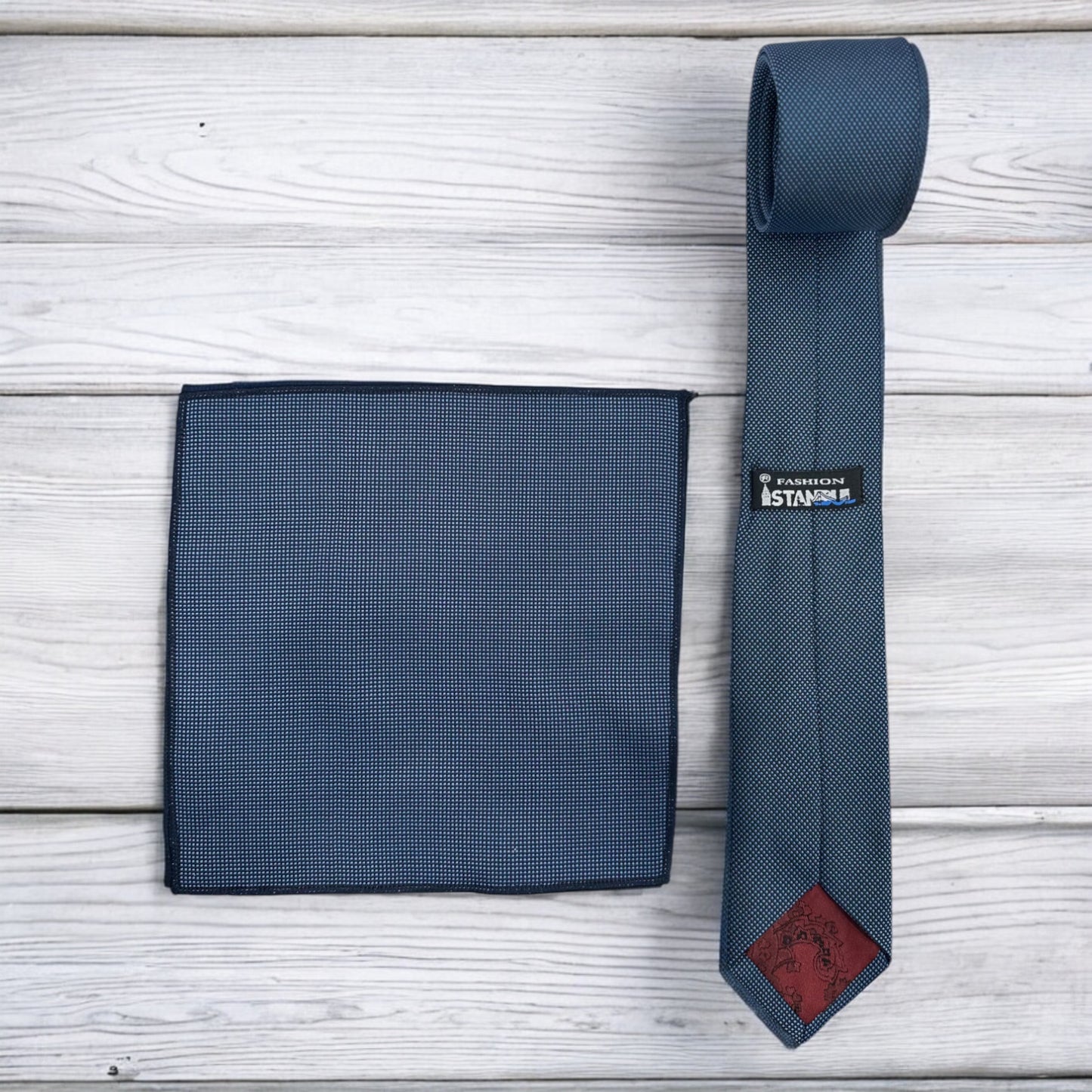 Navy with Black Lines    - Istanbul Fashion Slim Tie, Textured Fabric
