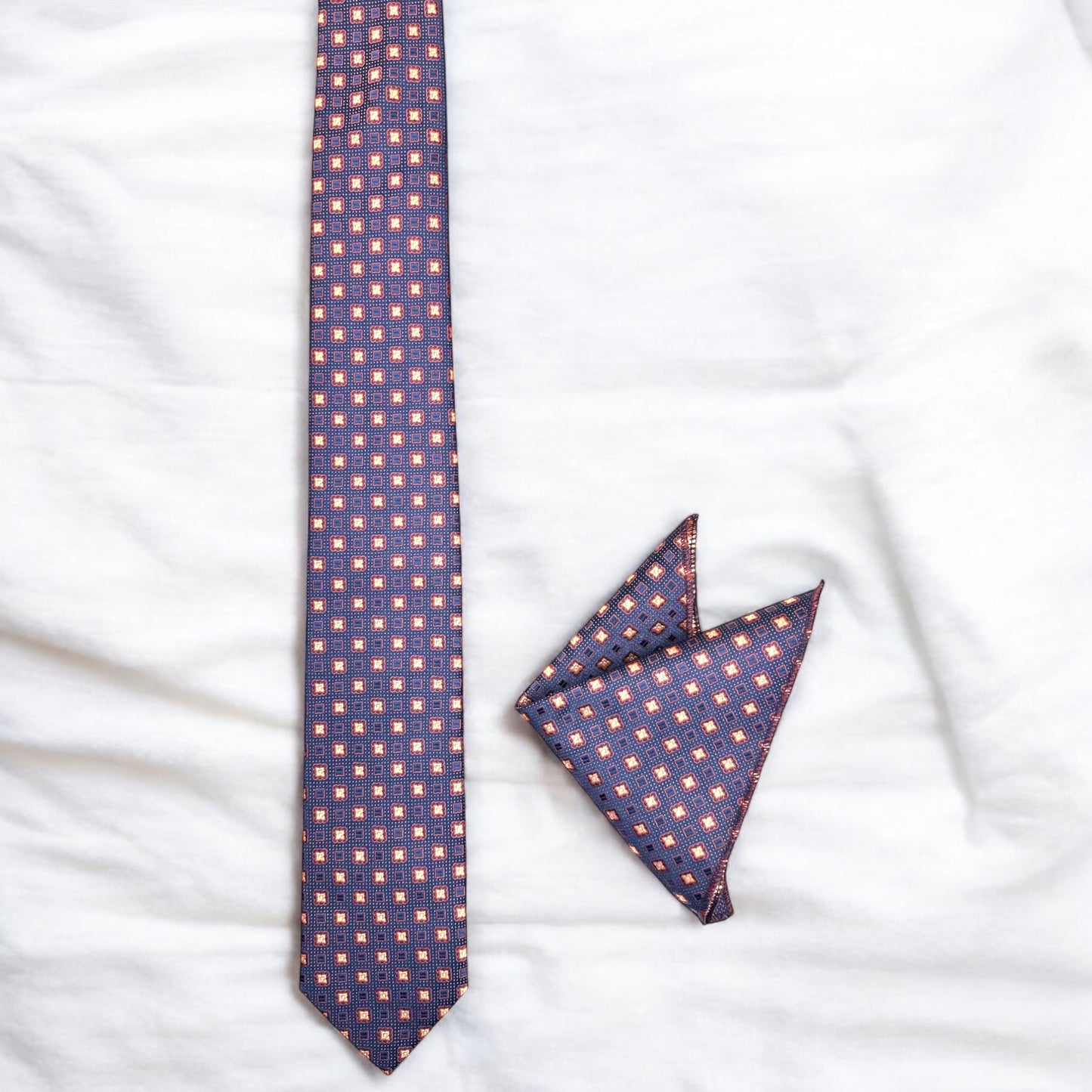 Plaided with Burgundy and Navy -Istanbul Fashion Tie - Classic Wide