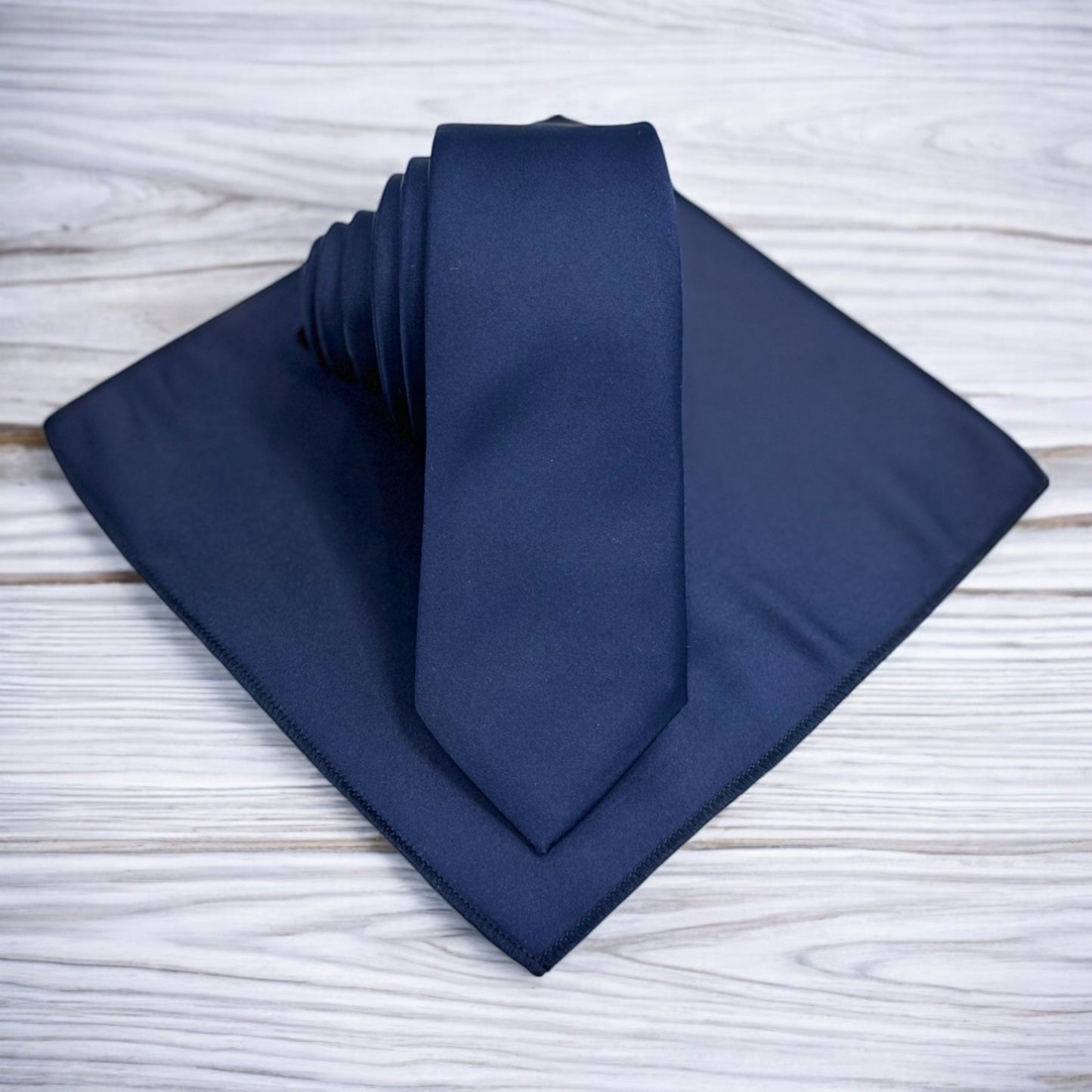 Dark Navy - Istanbul Fashion Slim Tie, Plain Satin