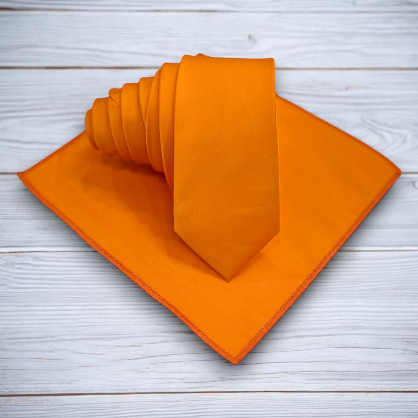 Bright Orange - Istanbul Fashion Slim Tie, Plain Satin