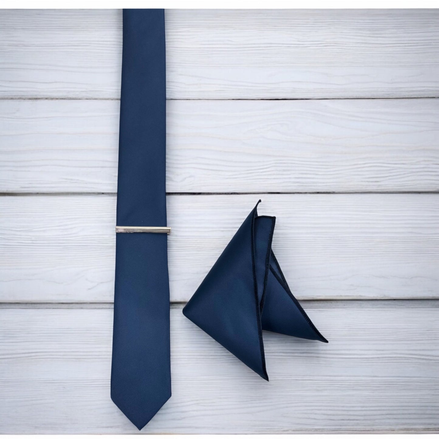 Royal Navy Blue - Istanbul Fashion Slim Tie, Plain Satin