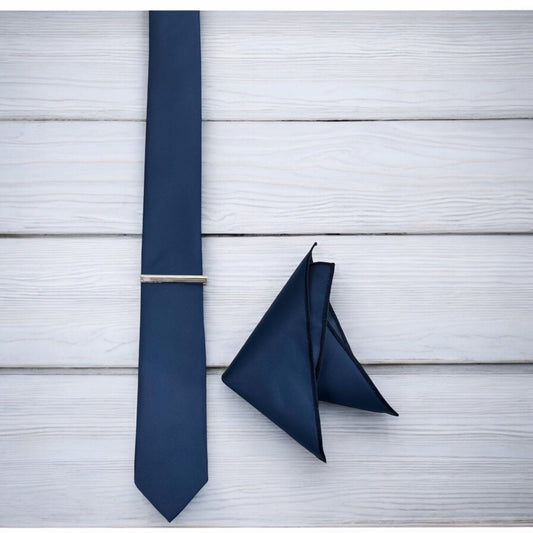 Royal Navy Blue - Istanbul Fashion Slim Tie, Plain Satin