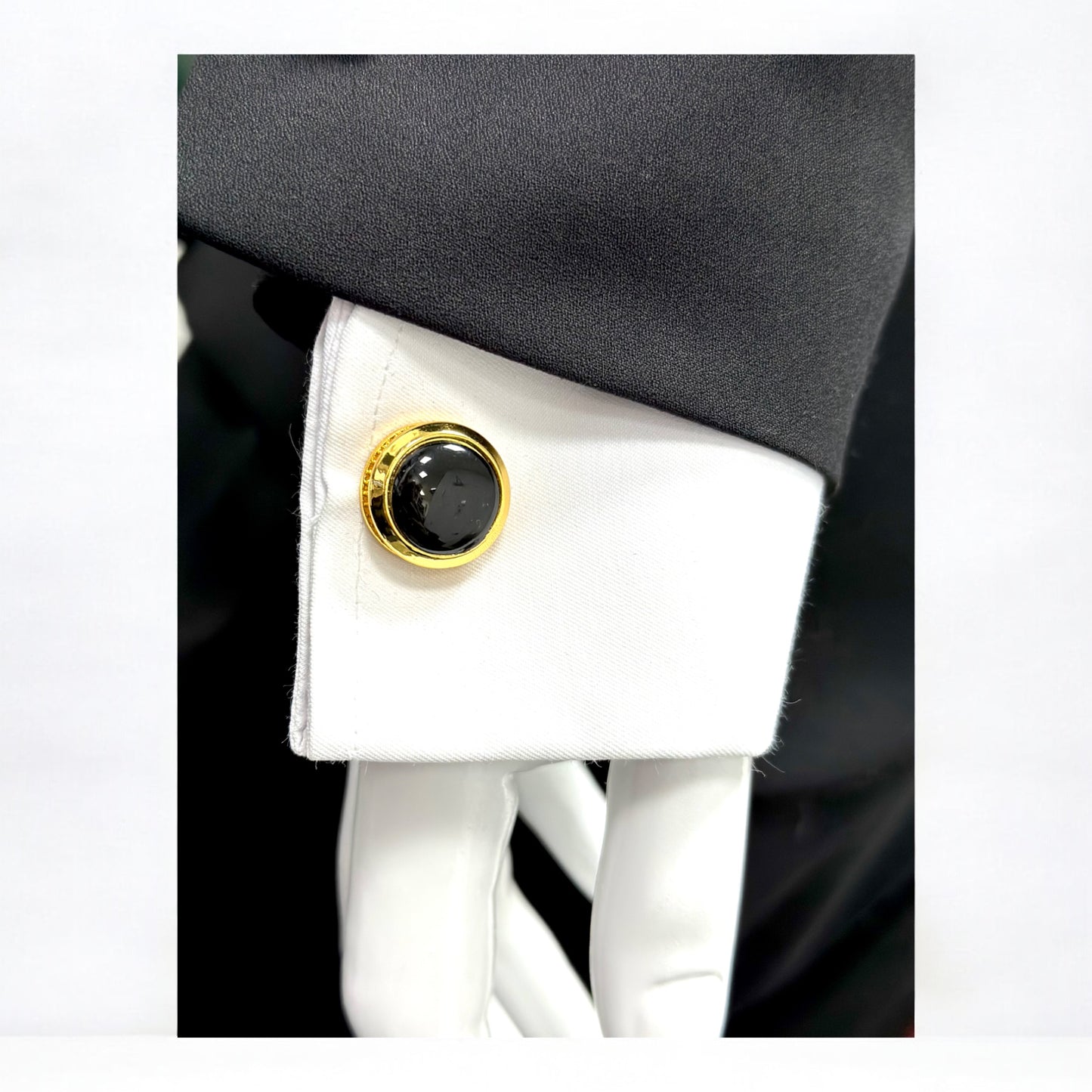 Elegant Round Gold with Black Interior  - Istanbul Fashion Cufflinks - 75
