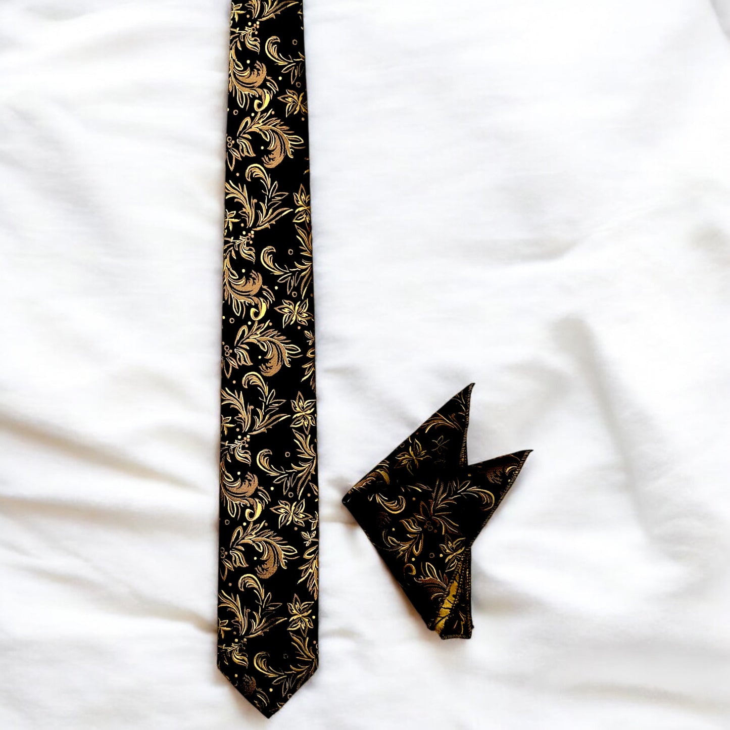Black Base with Gold Details -Istanbul Fashion Tie - Classic Wide