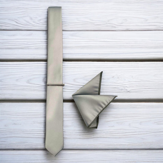 Light Gray - Istanbul Fashion Slim Tie, Plain Satin