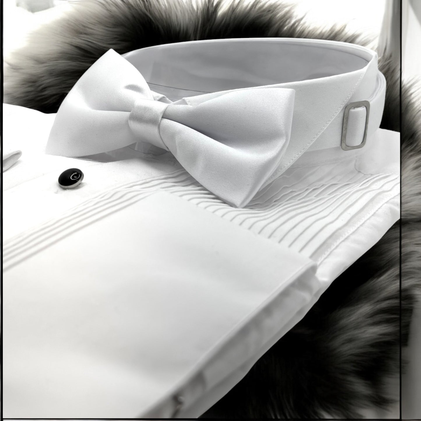 White Satin Tie with Adjustable Strap