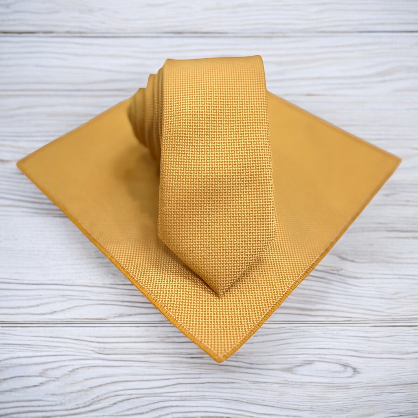 Gold with White Lines  - Istanbul Fashion Slim Tie, Textured Fabric