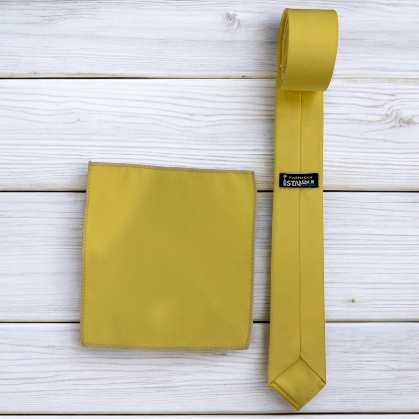 Bright Yellow - Istanbul Fashion Slim Tie, Plain Satin