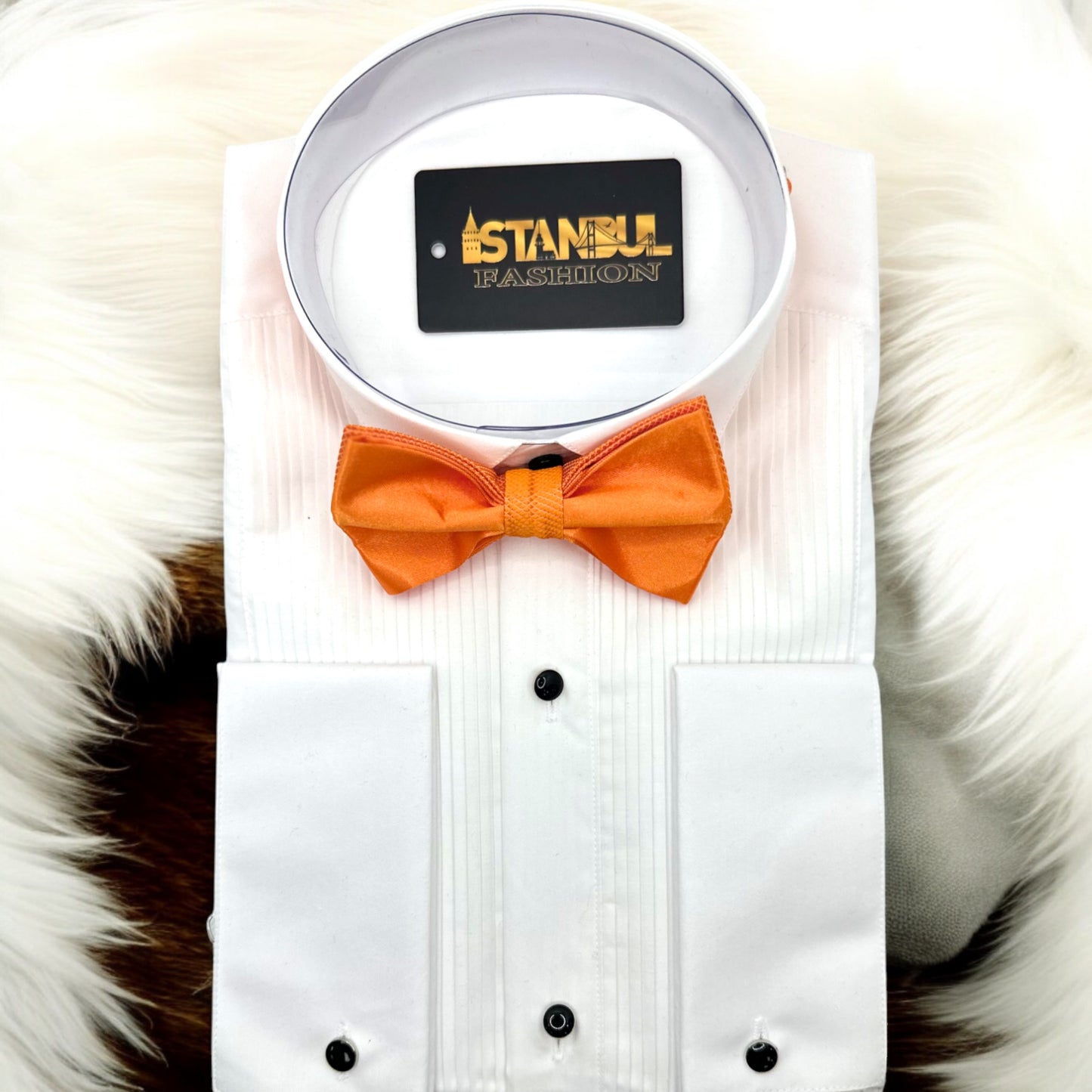 Bright Orange Satin Tie with Adjustable Strap - Reversible