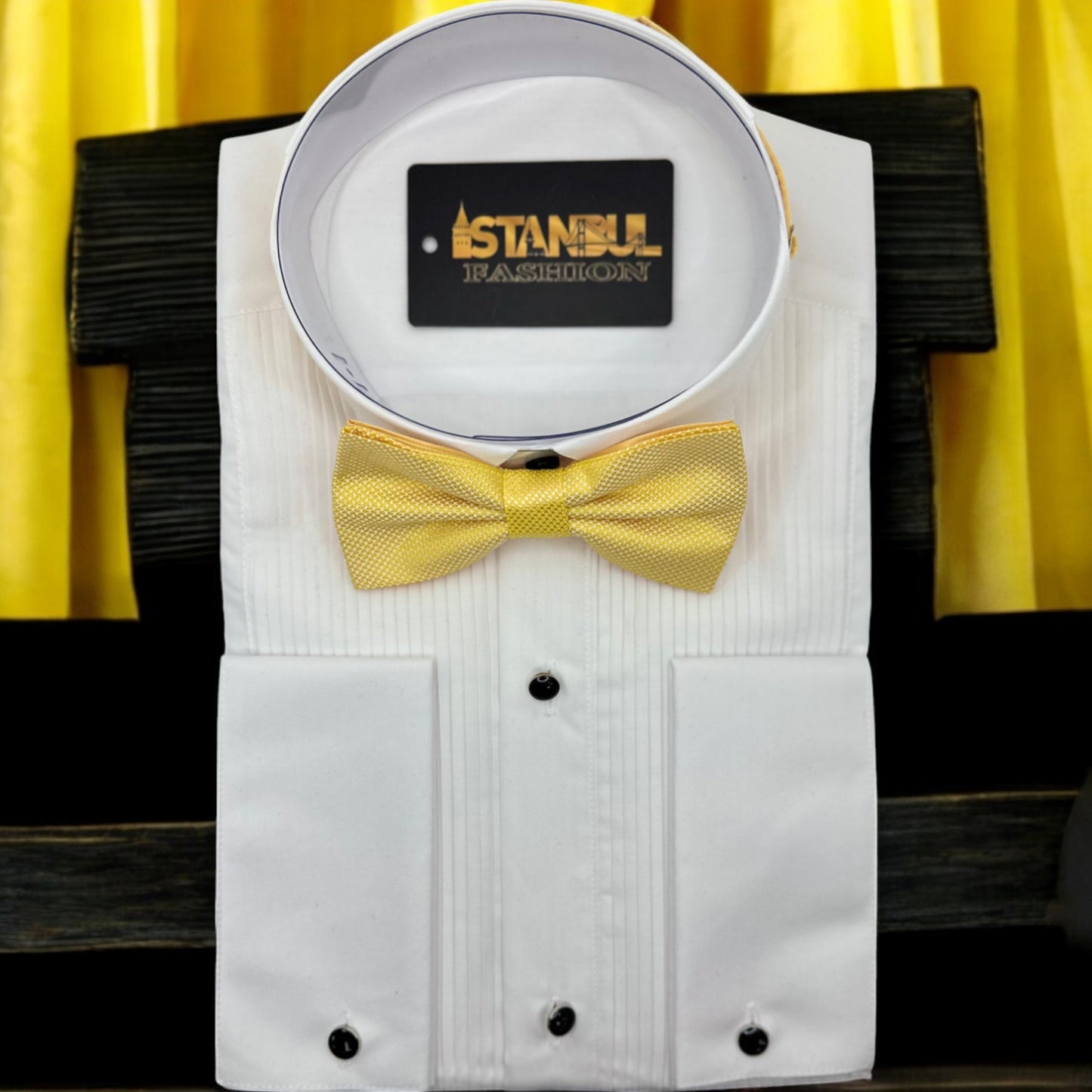 Light Yellow Tie with Adjustable Strap -Reversible