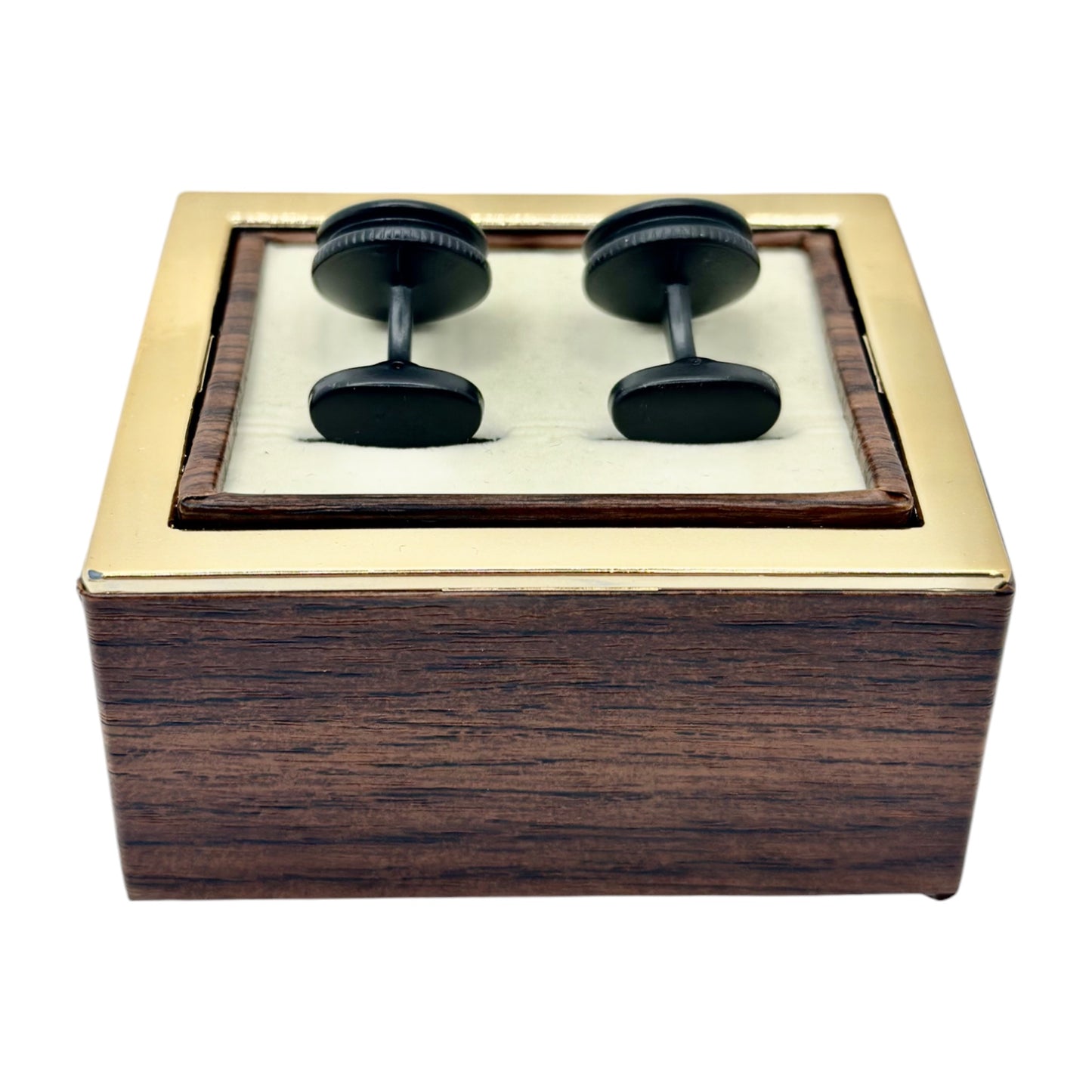 Round Istanbul Fashion Cufflinks -Black on Black and Silver Details  - 14