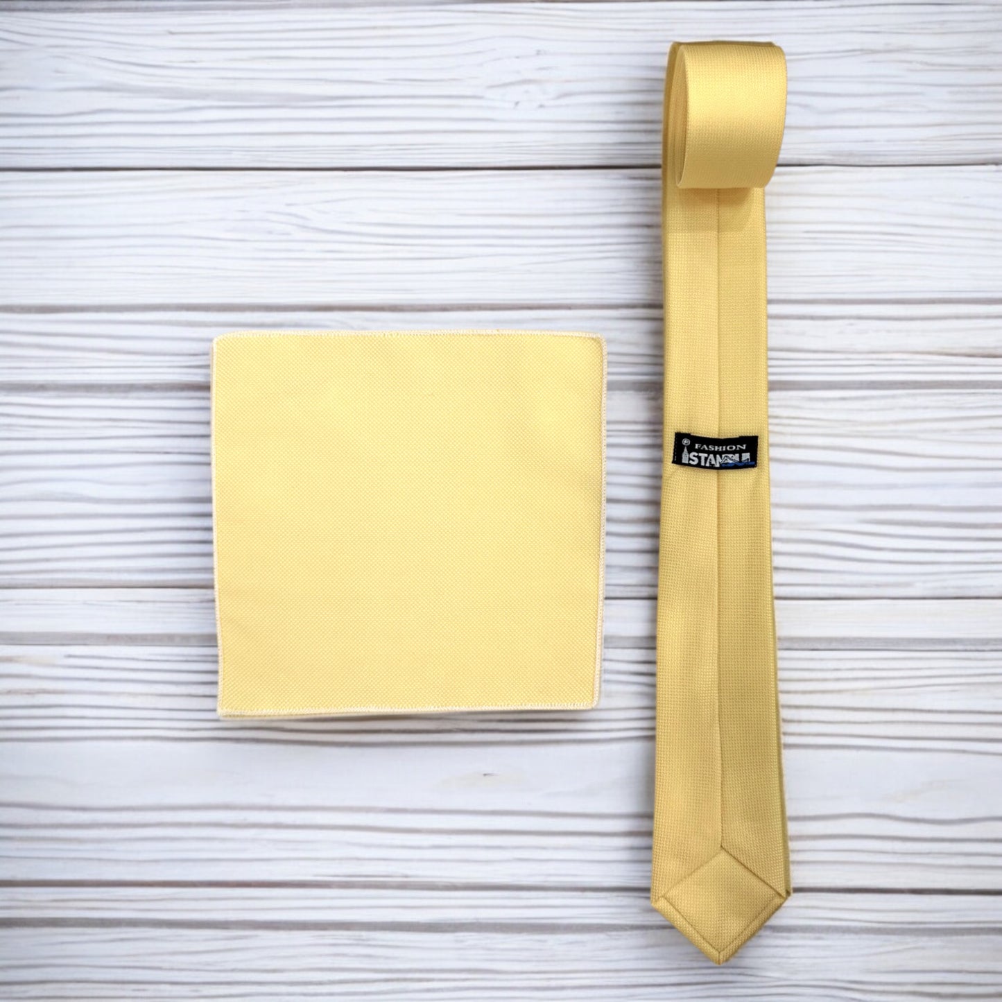 Light Yellow   - Istanbul Fashion Slim Tie, Textured Fabric