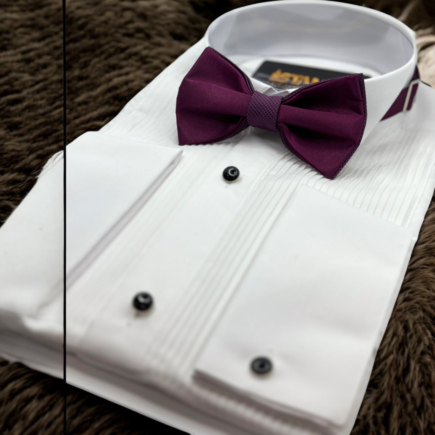 Plum Satin Tie with Adjustable Strap - Reversible