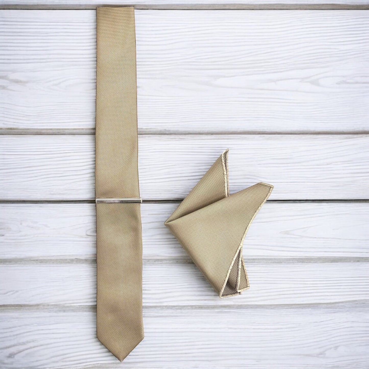 Champagne  with Dark Dots Istanbul Fashion Slim Tie, Textured Fabric
