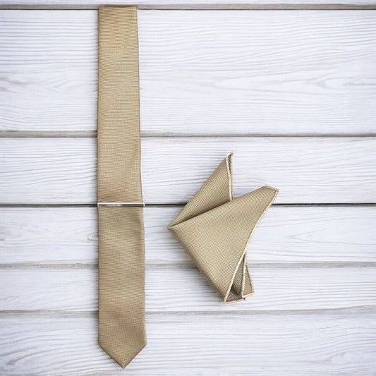 Champagne  with Dark Dots Istanbul Fashion Slim Tie, Textured Fabric