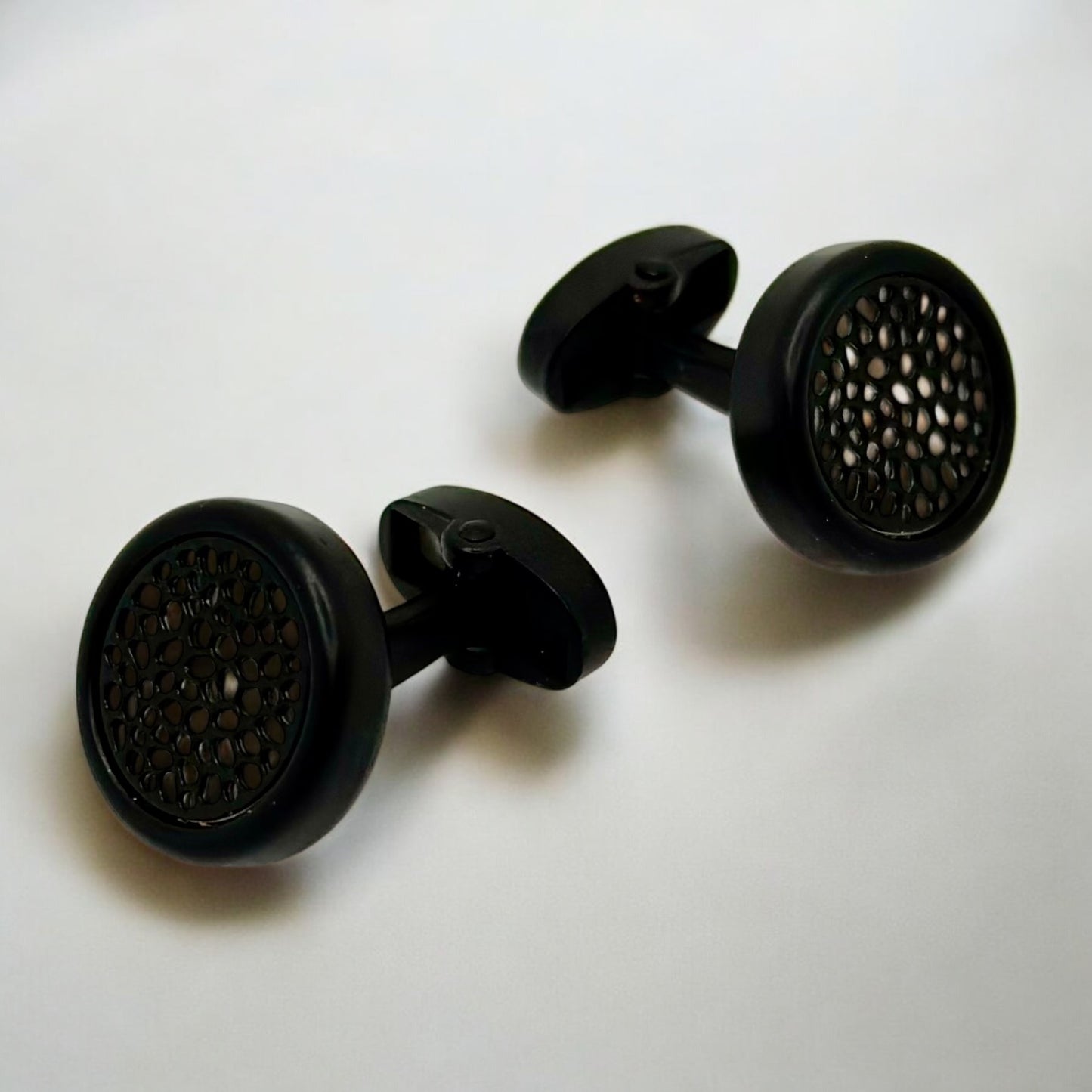 Mat Black Round  Round Istanbul Fashion Cufflinks - 30