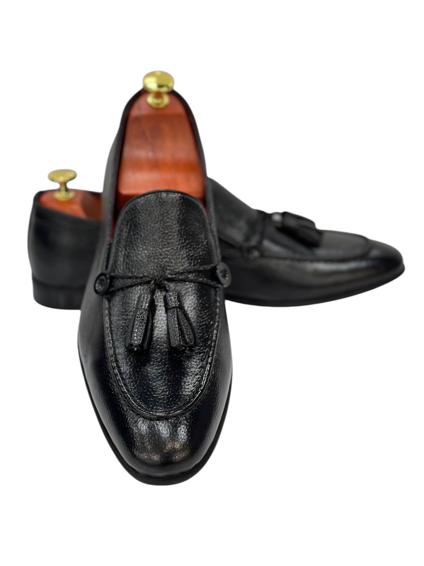 Black Istanbul Fashion by Raad Red Bottom Shoes With Black Rope-1508