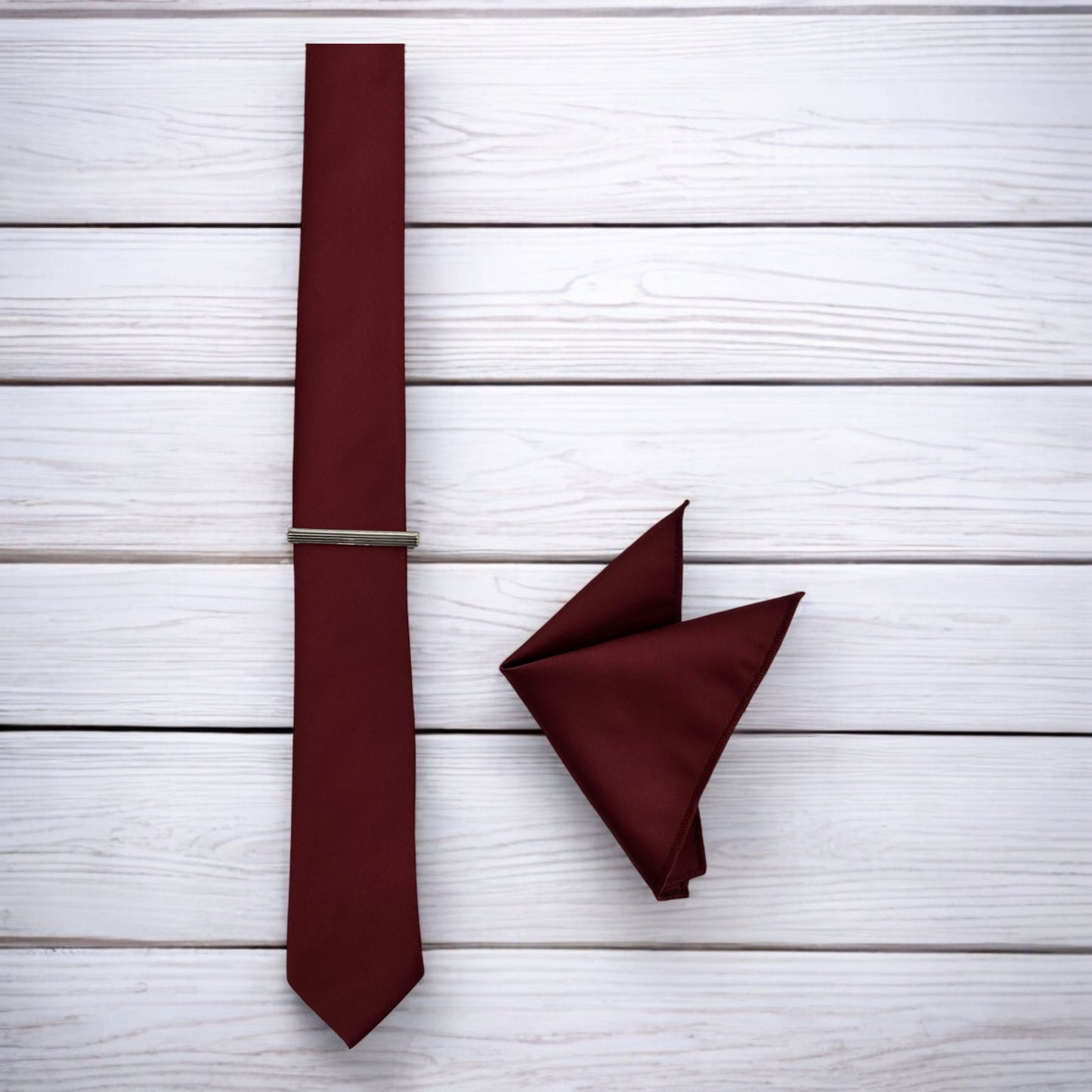 Burgundy   - Istanbul Fashion Slim Tie, Plain Satin