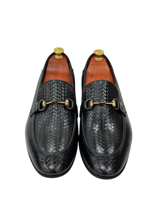 Black Istanbul Fashion by Raad Red Bottom Shoes With Gold Metal Piece- 1216