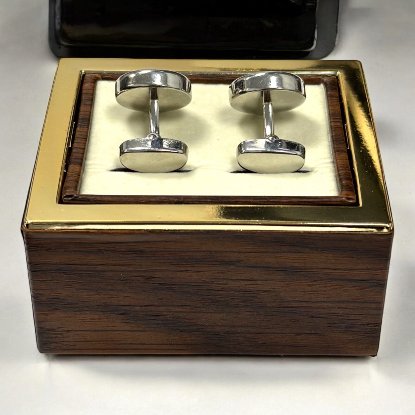 Round Silver Contrasted with Black Details   - Istanbul Fashion Cufflinks - 66
