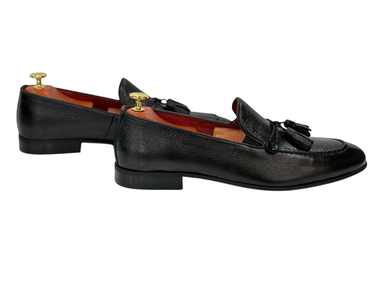 Black Istanbul Fashion by Raad Red Bottom Shoes With Black Rope-1508
