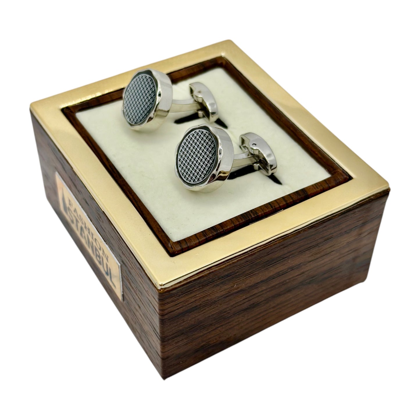 Silver Shiny Round  Round Istanbul Fashion Cufflinks  - 27