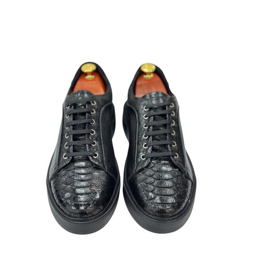 Black Sneakers - Unique  Textured Leather- with Thread Details -20-1981