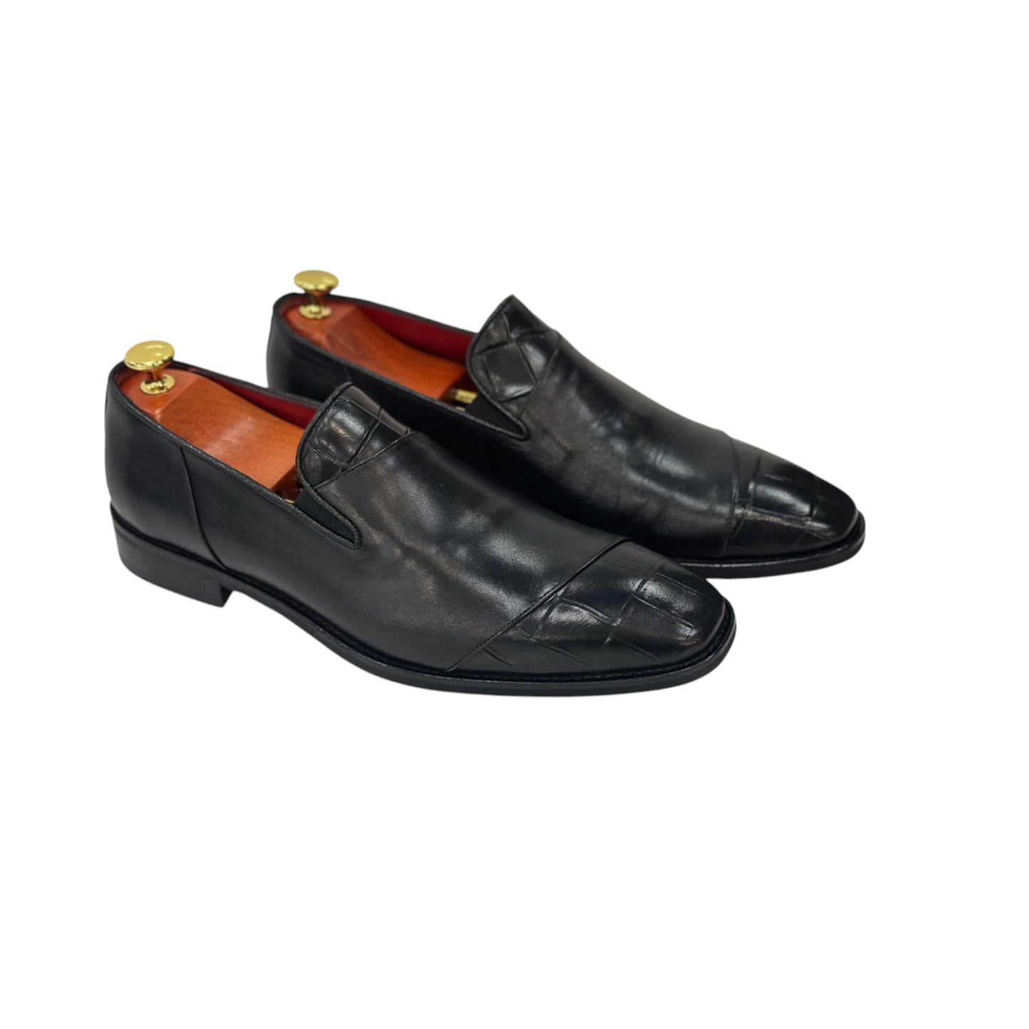 Black Istanbul Fashion by Raad Red Bottom Shoes With Two  tone texture-514