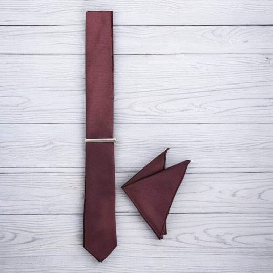 Dark Burgundy  - Istanbul Fashion Slim Tie, Textured Fabric