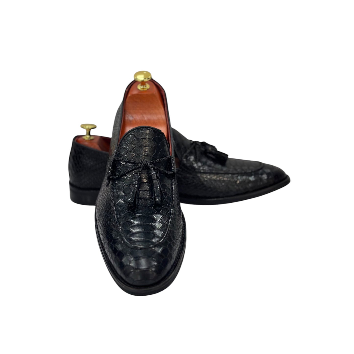 Black Istanbul Fashion by Raad Red Bottom Shoes With Unique Texture leather and Rope -1527