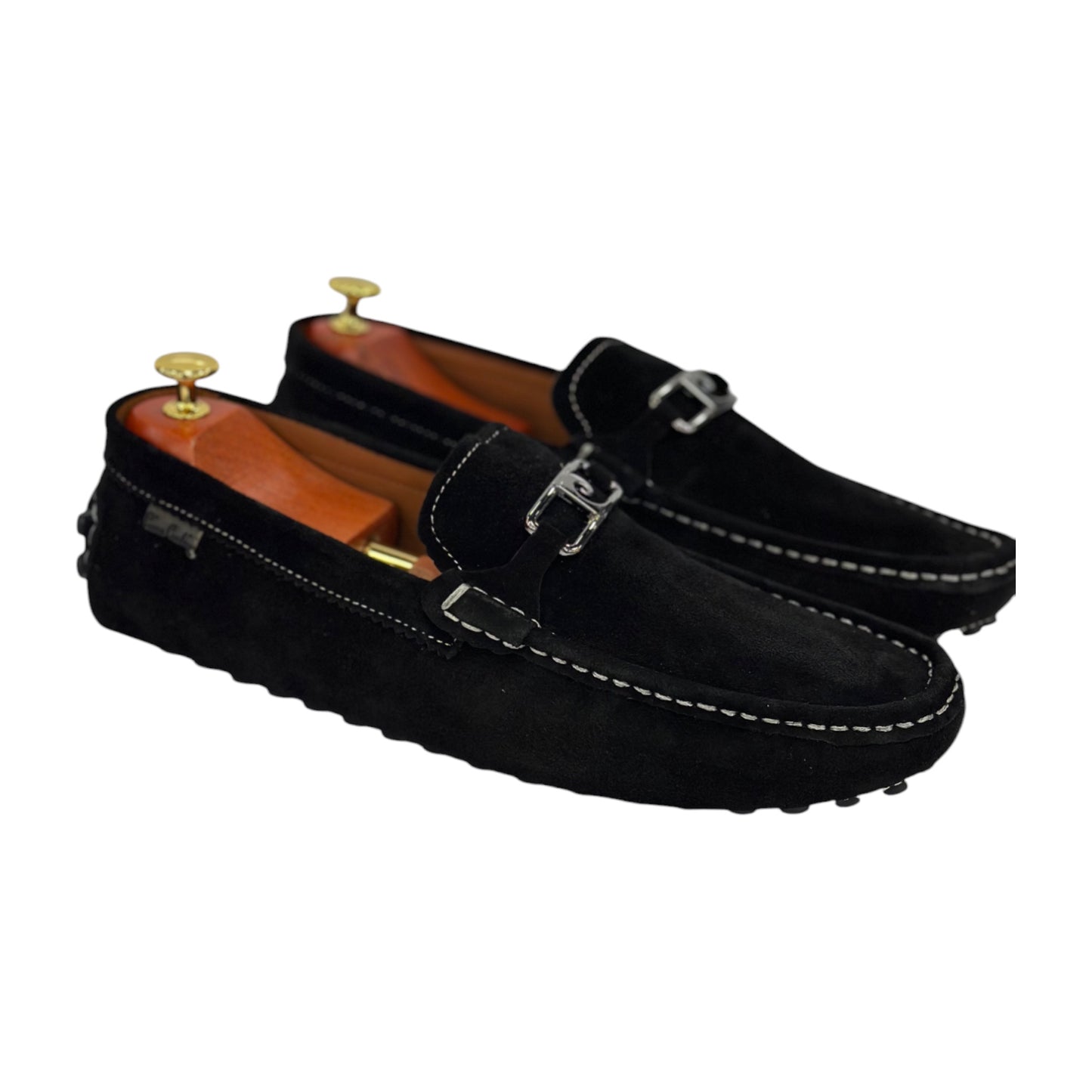 Black Slip On -Rubber Bottom--Silver Finish Metal Details-6005