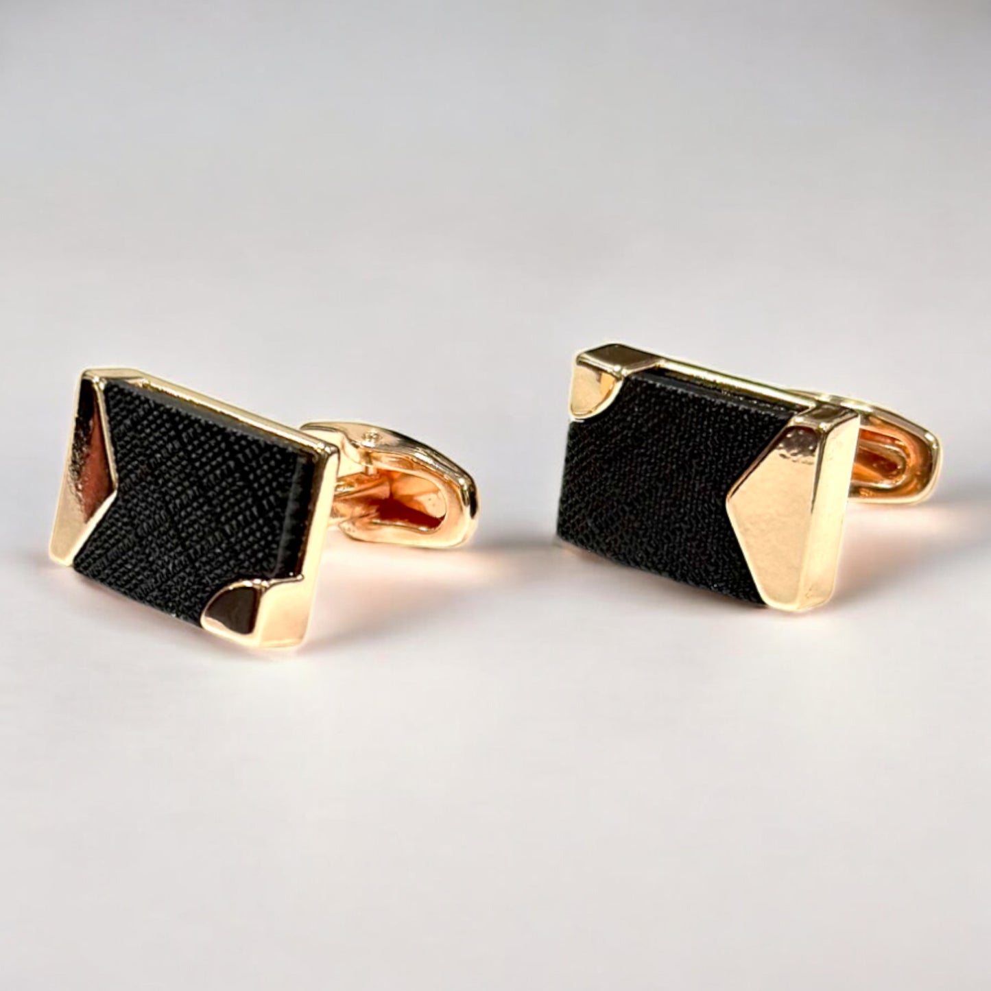 Stylish Rectangular Rose Gold  Detailed with Black - Istanbul Fashion Cufflinks - 74