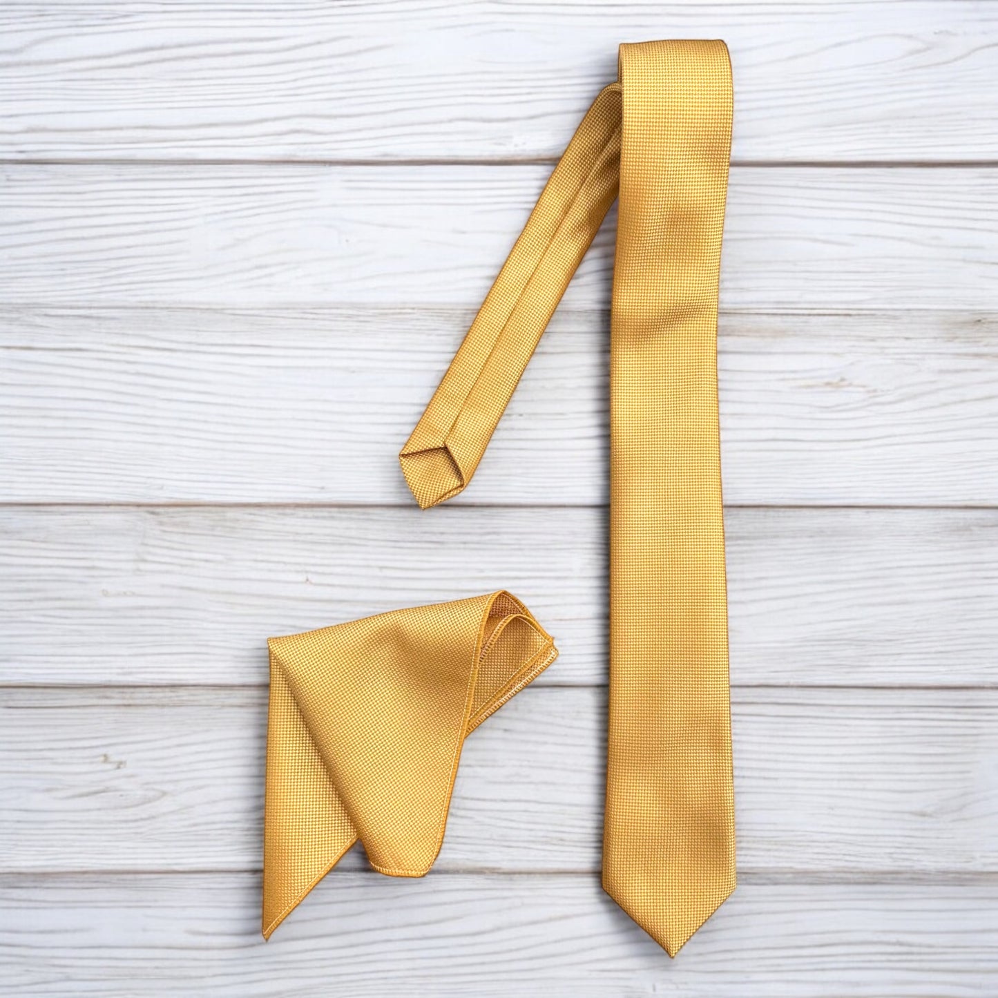 Gold with White Lines  - Istanbul Fashion Slim Tie, Textured Fabric