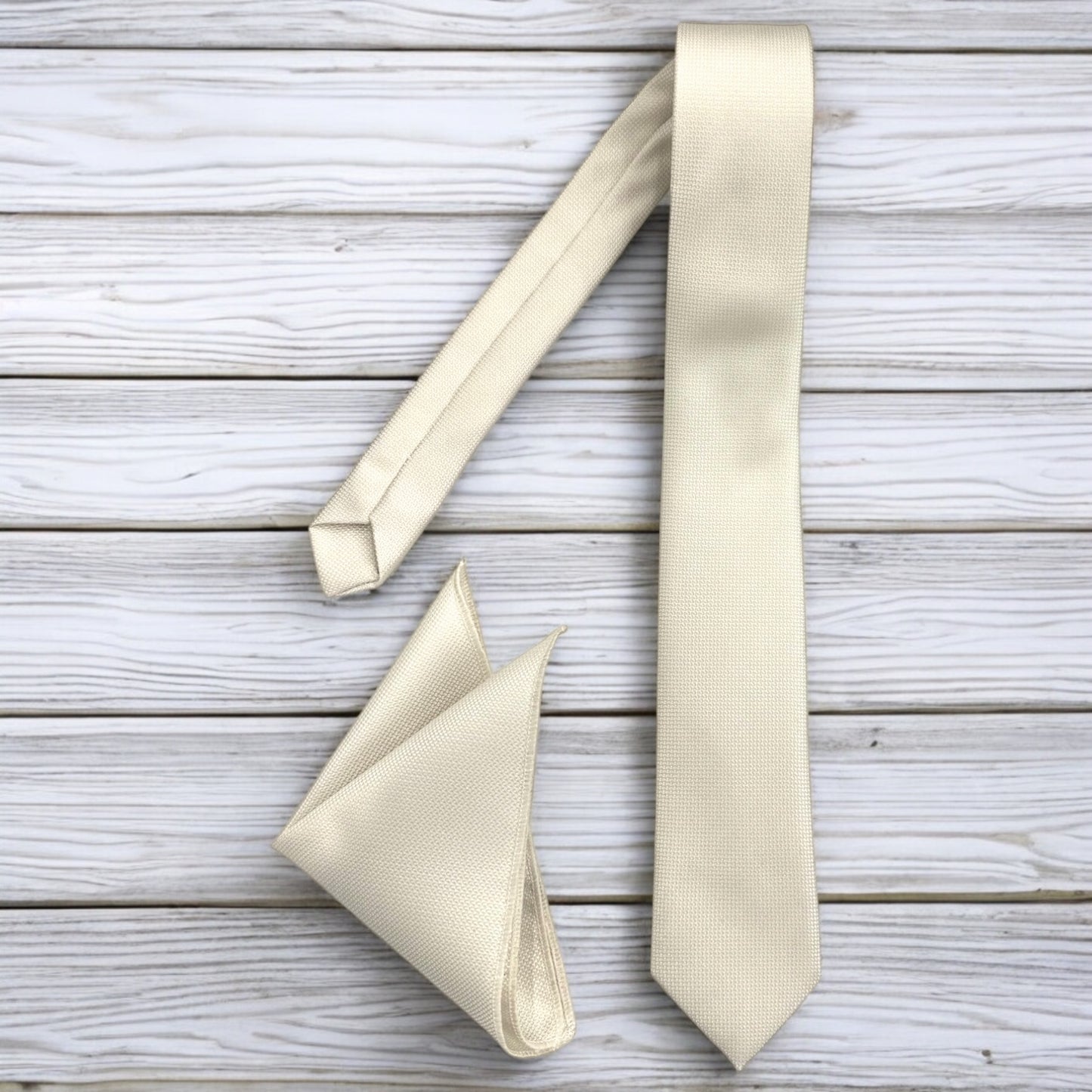 Shimmer Off White - Istanbul Fashion Slim Tie, Textured Fabric
